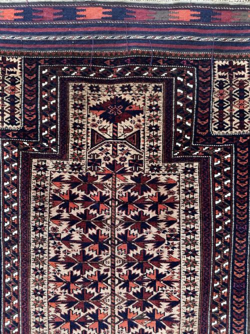 ANTIQUE TIMURI PRAYERRUG YAQOUB KHANI TRIBE BORDERLANDS OF NORTHEAST PERSIA NORTHWEST AFGHANISTAN - ADDITIONAL PHOTO 1