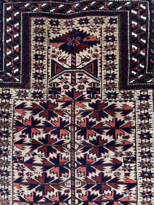 ANTIQUE TIMURI PRAYERRUG YAQOUB KHANI TRIBE BORDERLANDS OF NORTHEAST PERSIA NORTHWEST AFGHANISTAN - ADDITIONAL PHOTO 3