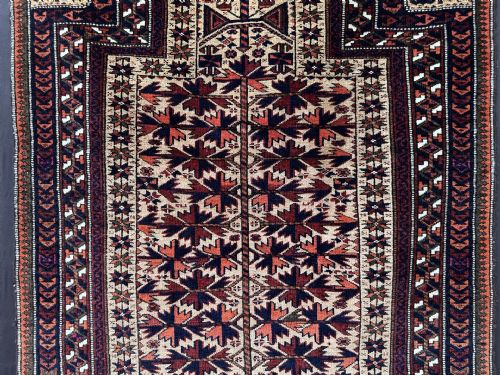 ANTIQUE TIMURI PRAYERRUG YAQOUB KHANI TRIBE BORDERLANDS OF NORTHEAST PERSIA NORTHWEST AFGHANISTAN - ADDITIONAL PHOTO 5