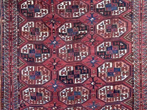 ANTIQUE TURKMEN CARPET KIZYL AYAK TRIBE TURKMENISTAN CENTRAL ASIA - ADDITIONAL PHOTO 1
