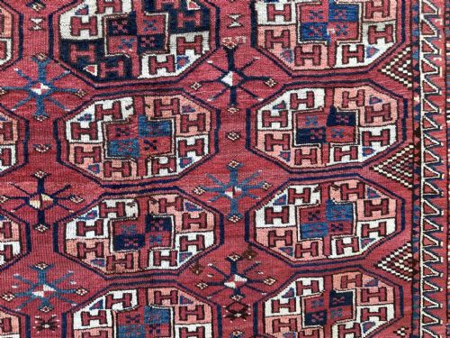 ANTIQUE TURKMEN CARPET KIZYL AYAK TRIBE TURKMENISTAN CENTRAL ASIA - ADDITIONAL PHOTO 3
