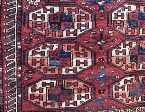 ANTIQUE TURKMEN CARPET KIZYL AYAK TRIBE TURKMENISTAN CENTRAL ASIA - ADDITIONAL PHOTO 5