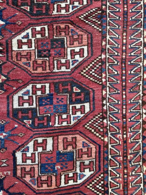 ANTIQUE TURKMEN CARPET KIZYL AYAK TRIBE TURKMENISTAN CENTRAL ASIA - ADDITIONAL PHOTO 6