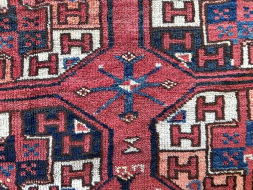 ANTIQUE TURKMEN CARPET KIZYL AYAK TRIBE TURKMENISTAN CENTRAL ASIA - ADDITIONAL PHOTO 7