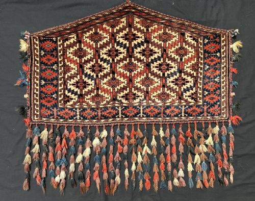 Pair of Antique Turkmen Asmalyks, Yomut Tribe, Trans-caspian Steppes, Turkmenistan, Central Asia.