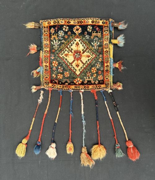 ANTIQUE VANITYBAG QASHQA'I CONFEDERACY BOLVARDI SUBTRIBE FARS PROVINCE SOUTHWEST PERSIA - ADDITIONAL PHOTO 5