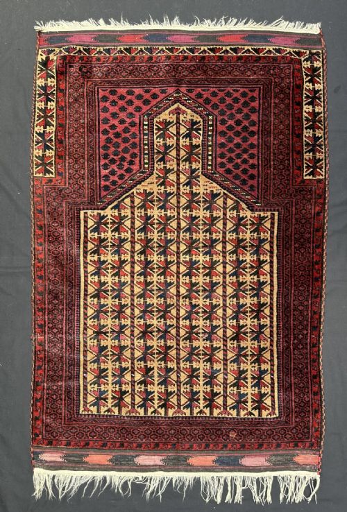 Antique Prayer-Rug, Timuri Dokhtar-e-Qazi Tribe, Khaf Region, Borderlands of North-East Persia/North-West Afghanistan.