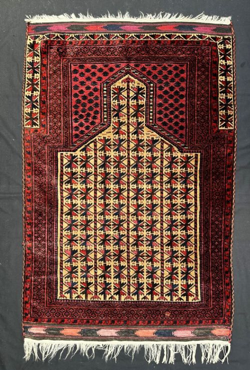 Antique Prayer-rug, Timuri Dokhtar-e-qazi Tribe, Khaf Region, Borderlands of North-east Persia / North-west Afghanistan.