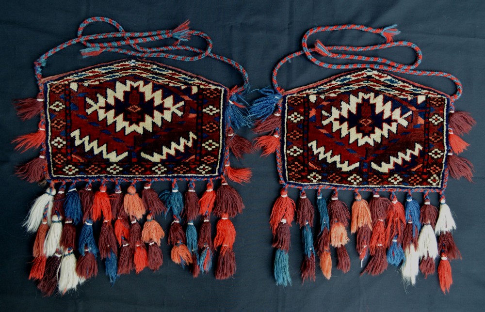 Pair of Turkmen Camel Knee-Decorations, Yomud Tribes, Trans-Caspian Steppes, Central Asia