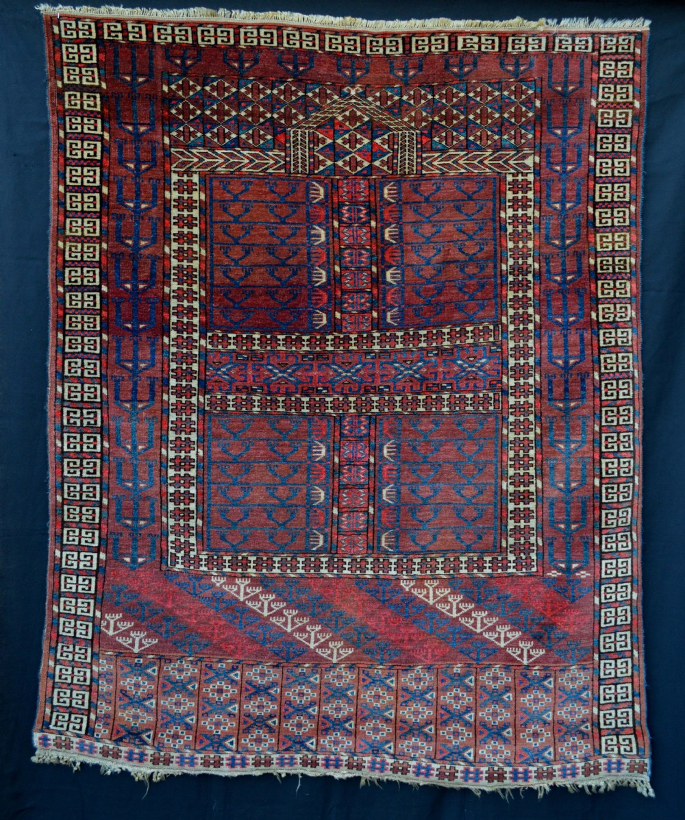 Antique Turkmen Engsi (Door Rug), Tekke Tribes, Turkmenistan, Central Asia.