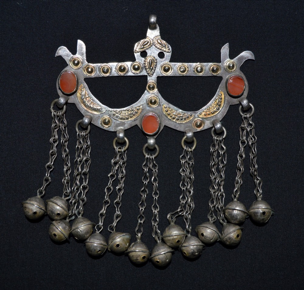 Antique Turkmen Dorsal Headdress Ornament, Yomut Tribe, Trans-Caspian Steppes, Turkmenistan, Central Asia.