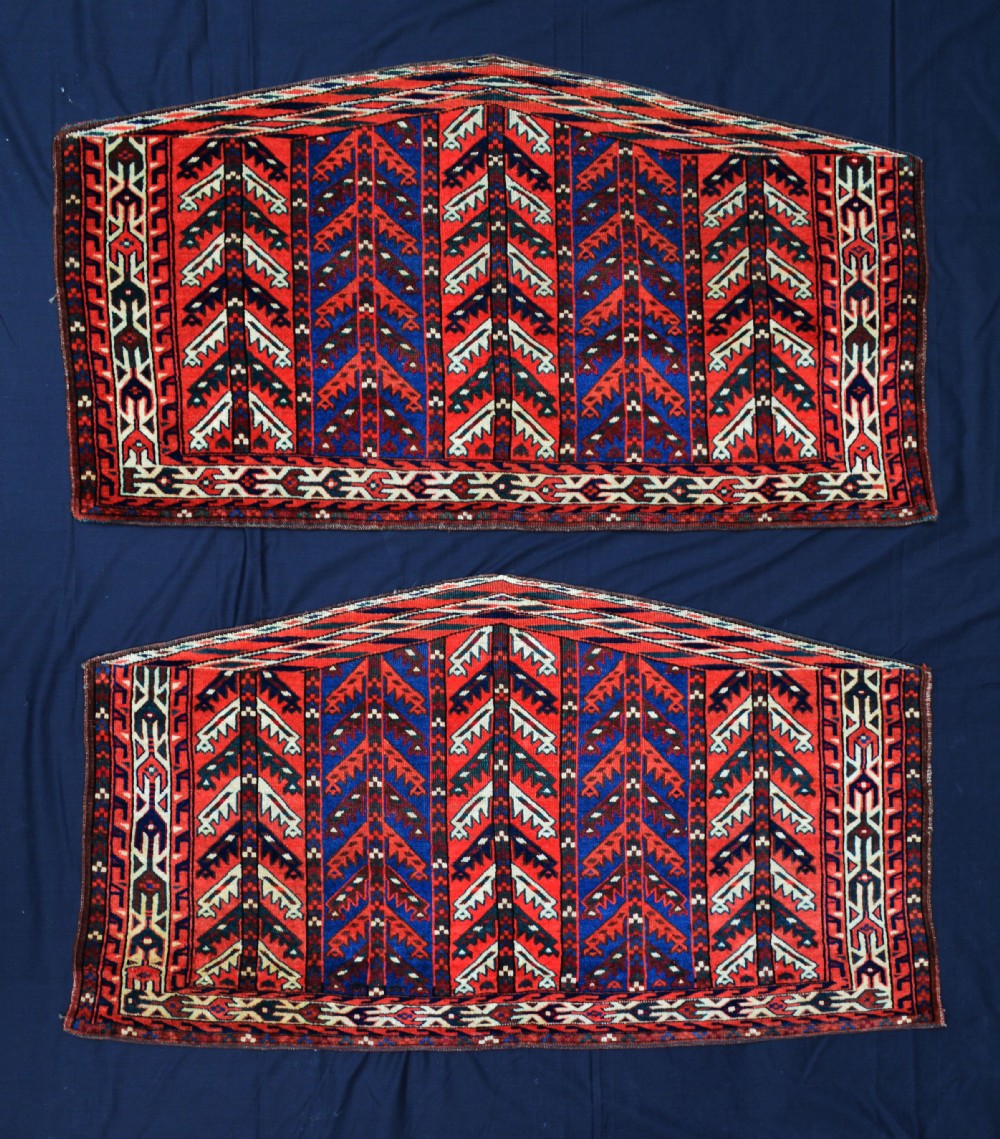 Pair of Antique Asmalyks, Yomut Turkmen Tribes, Trans-Caspian Steppes. Turkmenistan, Central Asia.