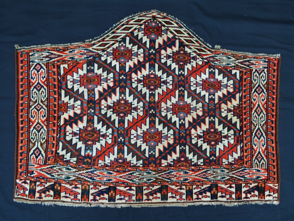 Antique Turkmen Heptagonal Asmalyk, Yomut Tribes, Trans-Caspian Steppes, Turkmenistan, Central Asia.