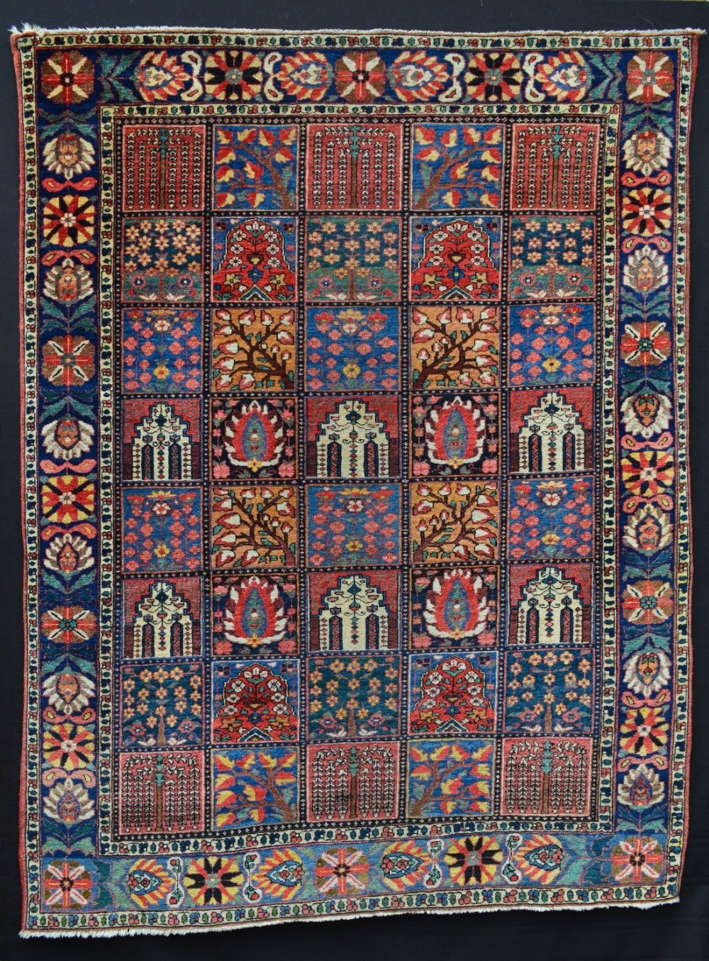 Antique Bakhtiari 'garden panel' Rug, Chahar Mahal, Western Persia.