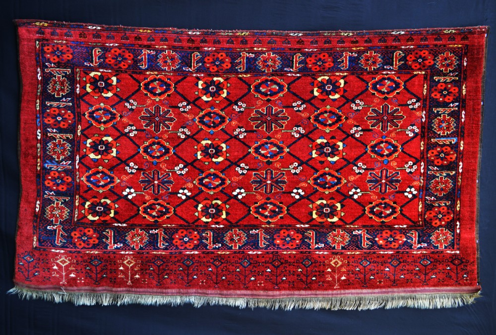 Antique Large Turkmen Storage Bagface, Ersary Tribes, Middle Amu Darya Region, Turkmenistan, Central Asia.