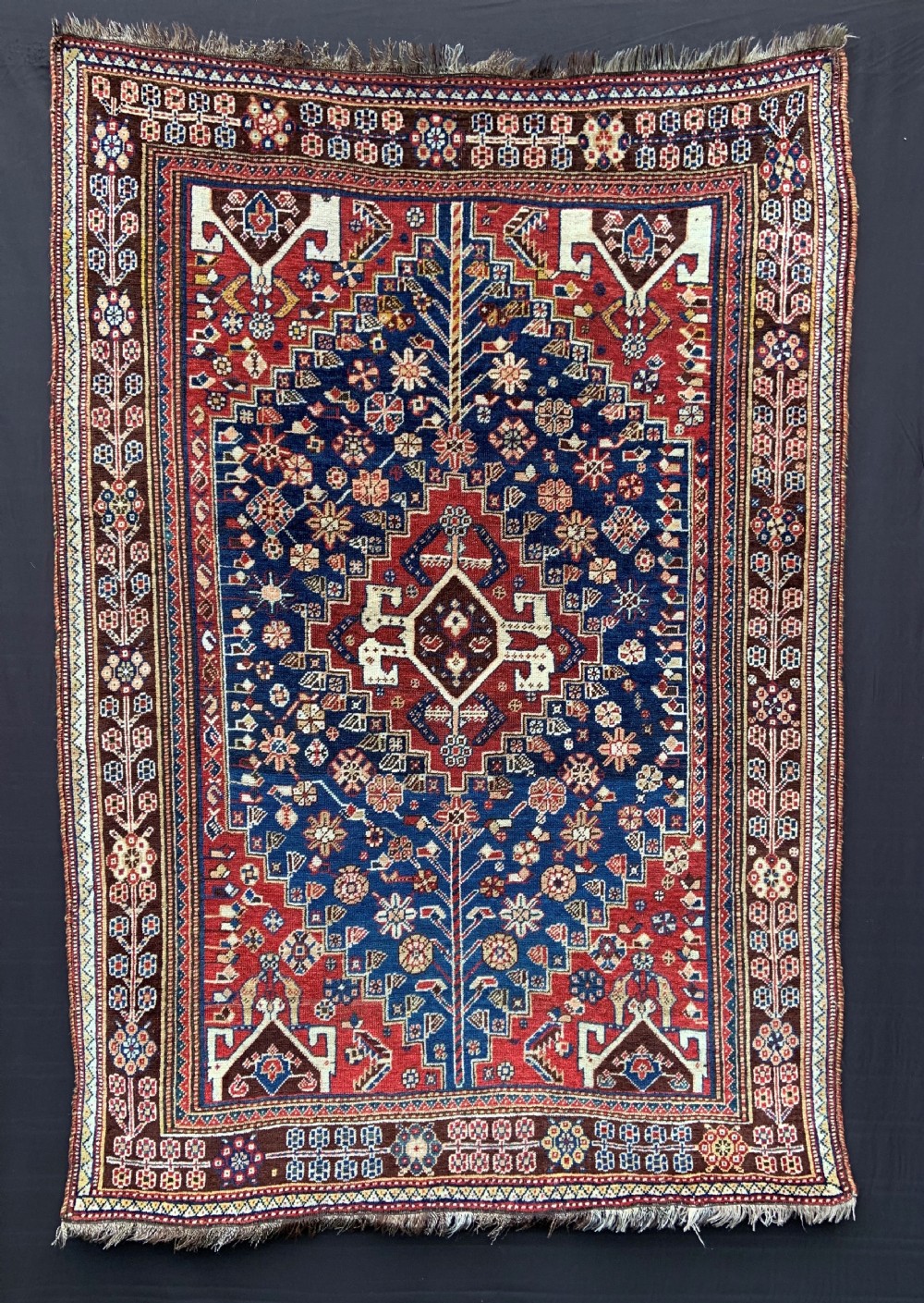 Antique Qashqa'i Tribal Rug, Shesh Boluki Taifeh, Fars Province, South-West Persia.
