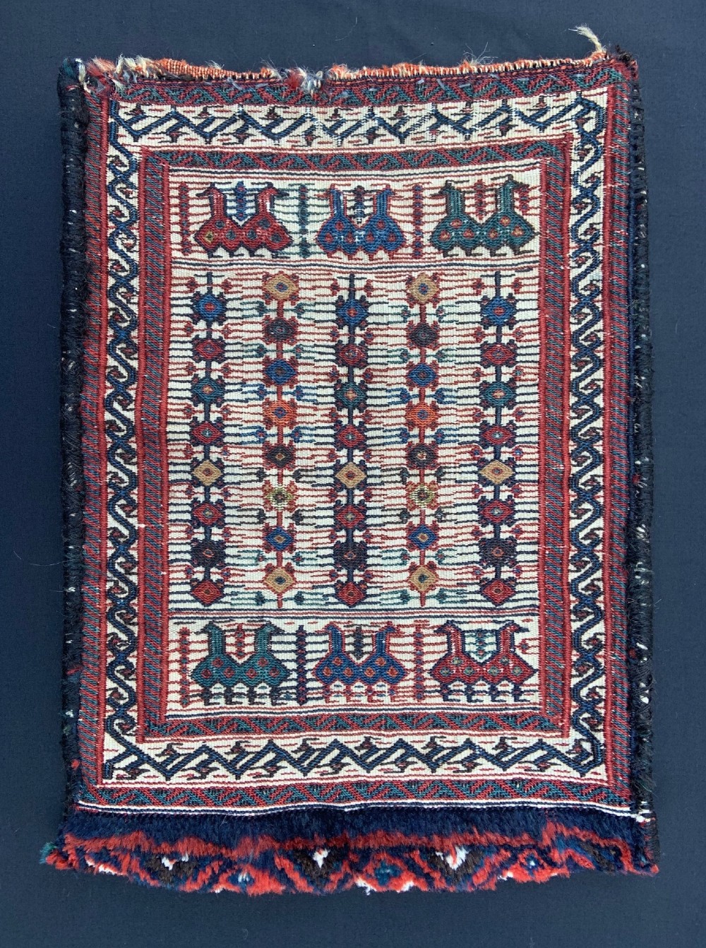 Antique Spindle-Bag, Bakhtiari Nomads, The Chahar Mahal, Western Persia.