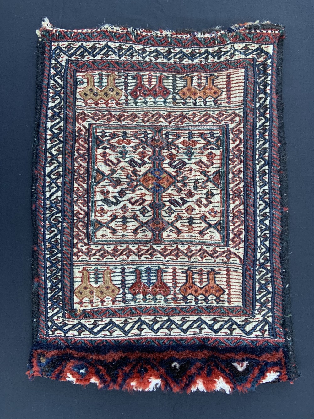 Antique Spindle-Bag, Bakhtiari Nomads, The Chahar Mahal, Western Persia. View IV