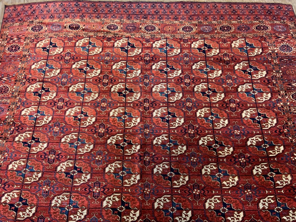 Antique Turkmen Main Carpet, Teke Tribes, Turkmenistan, Central Asia. View II