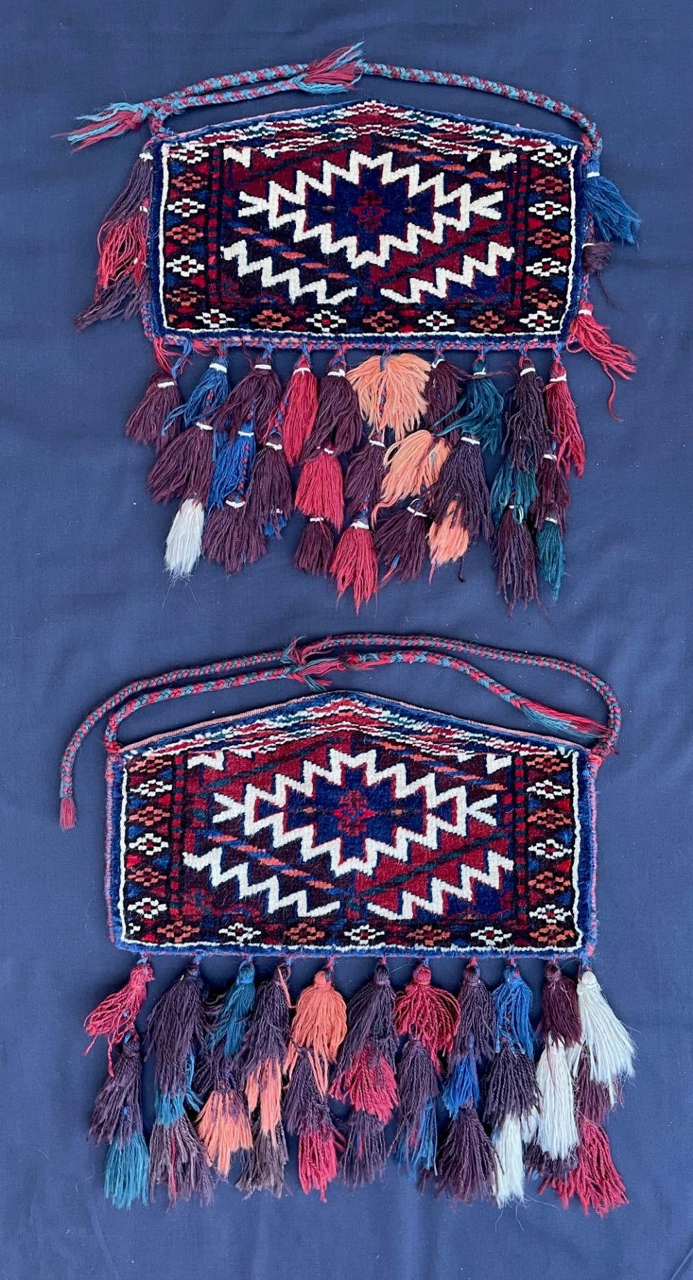 Antique Pair of Turkmen 'Dizlyks', Yomut Tribe, Trans-Caspian Steppes, Turkmenistan, Central Asia.