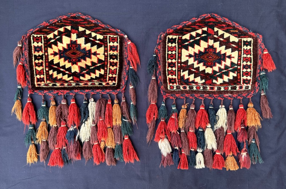 Pair of Antique Turkmen Dizlyks, Yomut Tribe, Trans-Caspian Steppes, Turkmenistan, Central Asia.