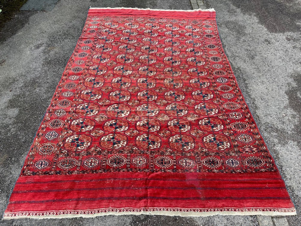 Antique Turkmen Main Carpet, Teke Tribes, Akhal Oasis, Turkmenistan, Central Asia.
