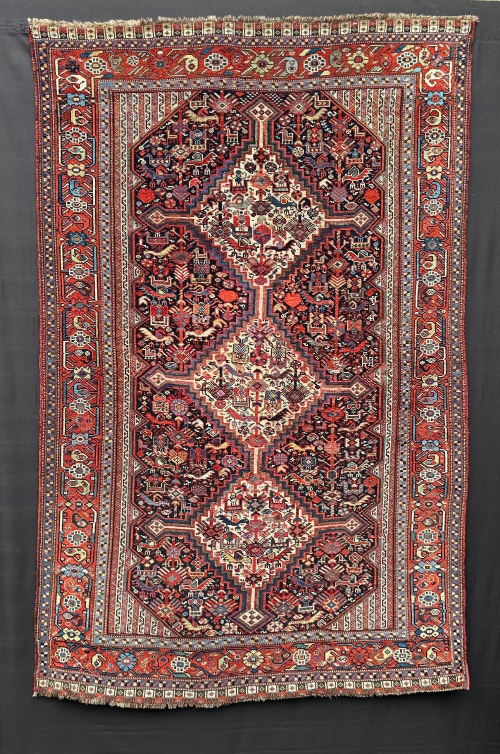 Antique Khamseh Confederacy Rug, Baharlu Sub-Tribe, Fars Province, South-West Persia.