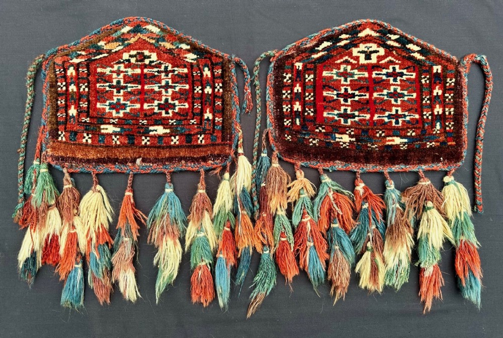 Antique Pair of Turkmen Dizlyks, Chowdur Tribe, Mangyshlak / Khorezm Oasis, Turkmenistan.