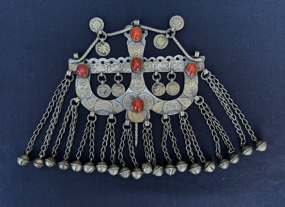 Antique Turkmen Pectoral Amulet, Yomut Tribes, Trans-Caspian Steppes, Turkmenistan, Central Asia.