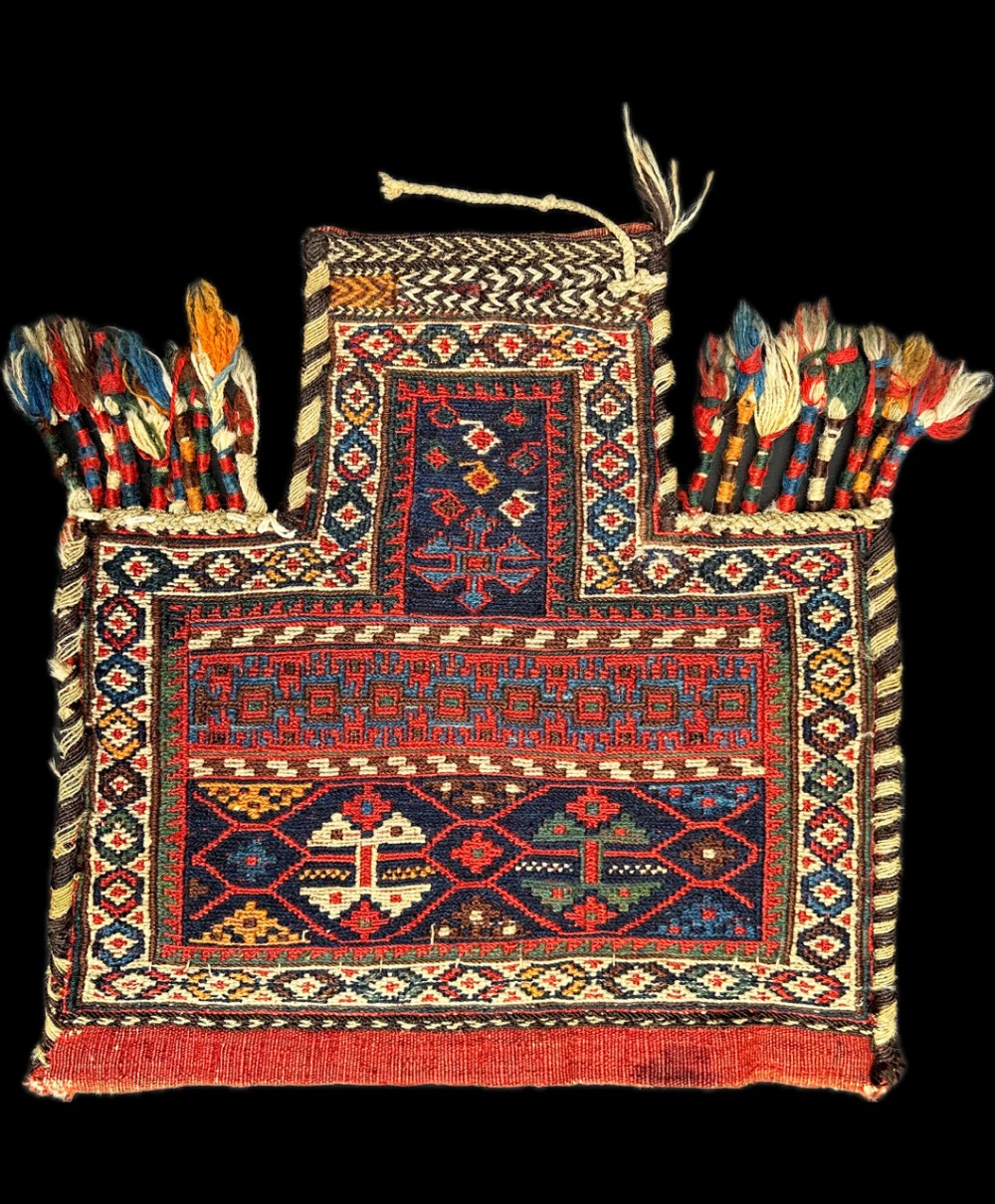 Antique Salt-Bag, Afshar Nomads of the Jebal Barez Mountains, Kerman Province, South Persia.