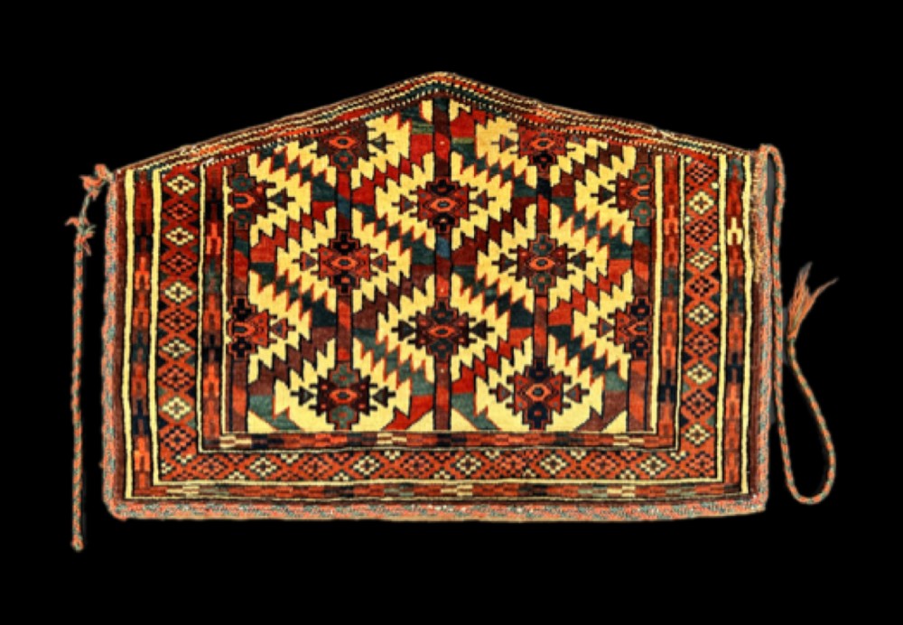 Antique Turkmen Asmalyk, Yomut Tribes, Trans-Caspian Steppes, Turkmenistan, Central Asia.