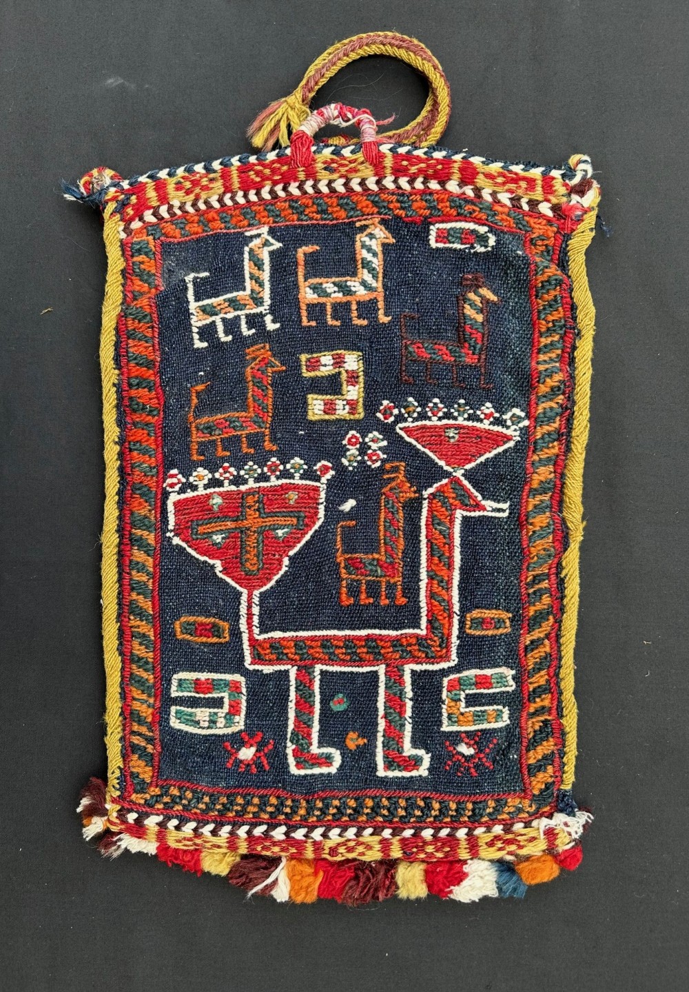 Antique Spindle/Water-Pipe Bag, Qashqa'i Nomads, Fars Province, South-West Persia.