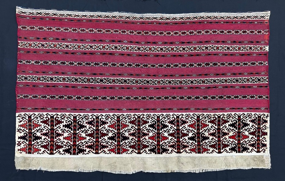 Antique Turkmen Ak Chuval, Teke Tribes, Turkmenistan, Central Asia.
