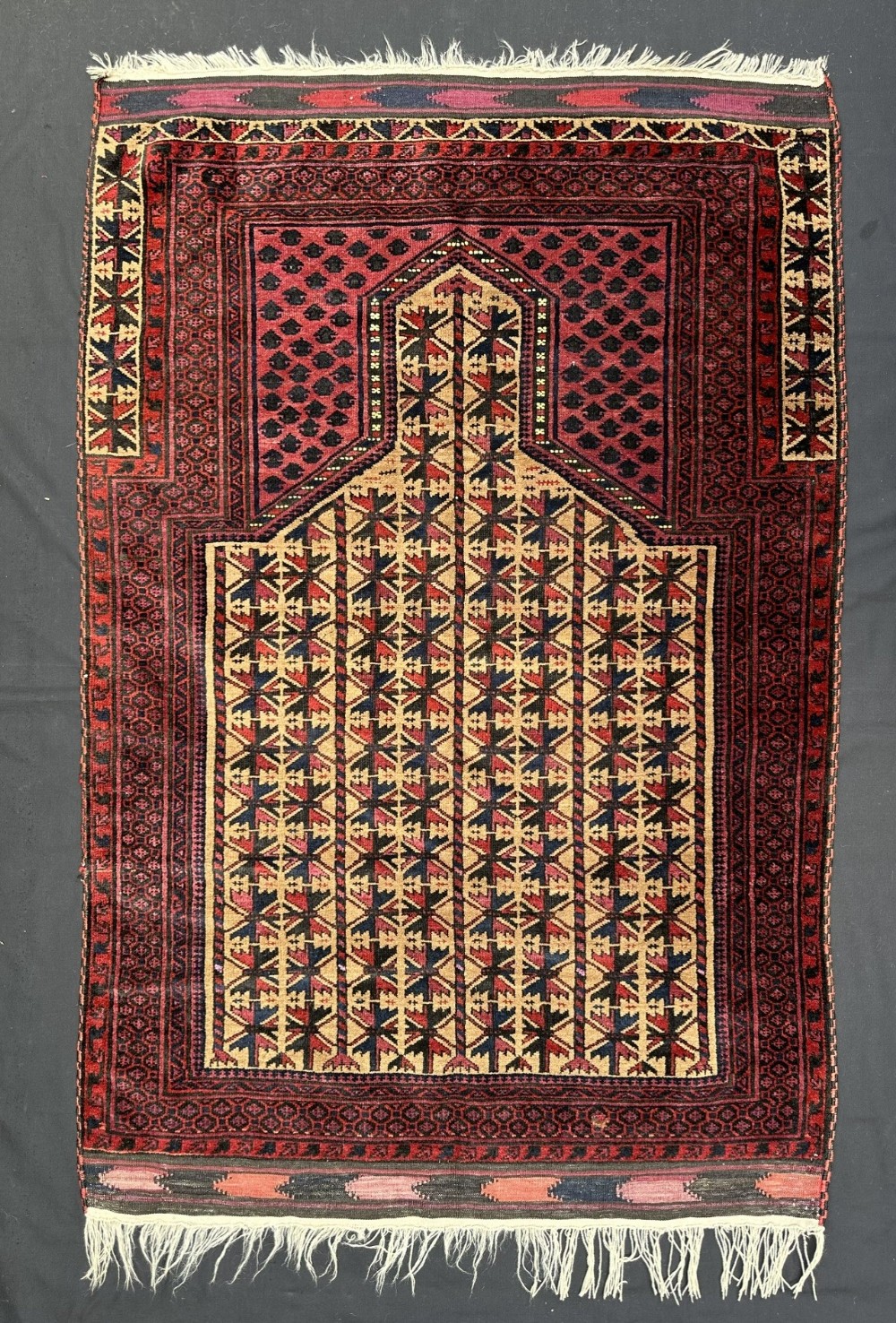 Antique Prayer-Rug, Timuri Dokhtar-e-Qazi Tribe, Khaf Region, Borderlands of North-East Persia/North-West Afghanistan.