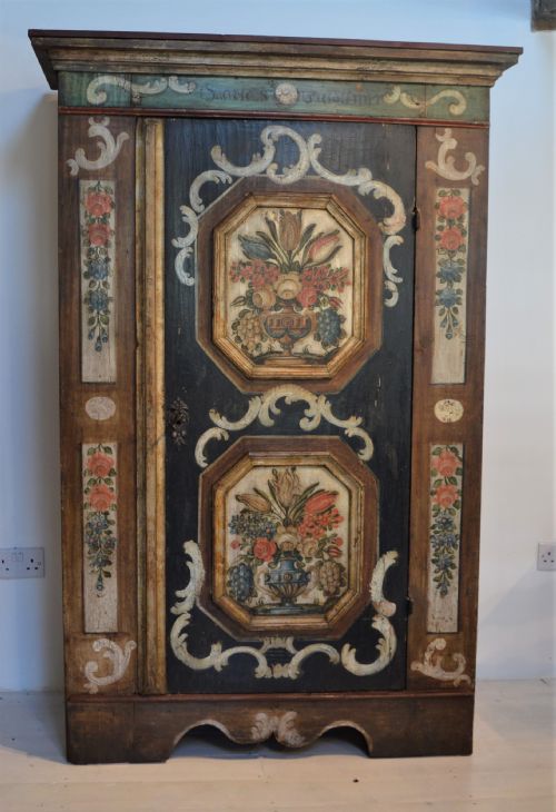 painted pine cupboard - CATEGORY: ANTIQUE CUPBOARDS - DATED 1870