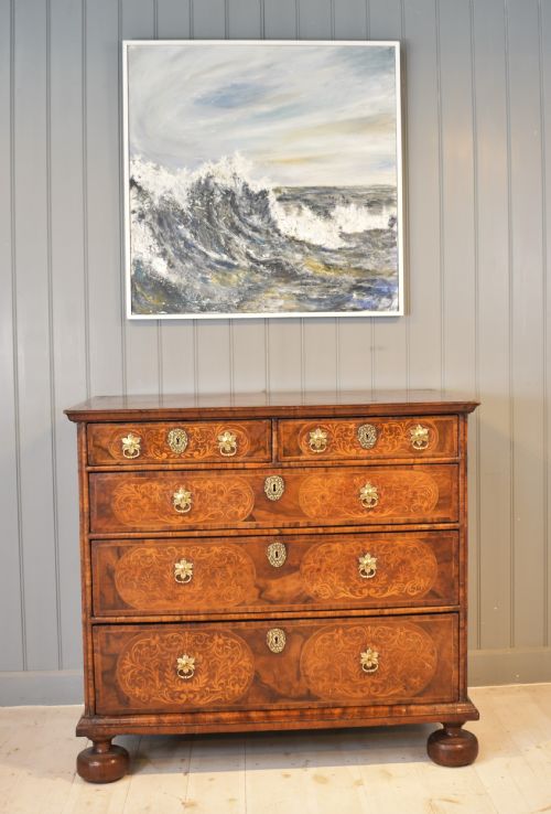 WALNUT AND SEAWEED MARQUETRY 17TH CENTURY CHEST OF DRAWERS - ADDITIONAL PHOTO 10