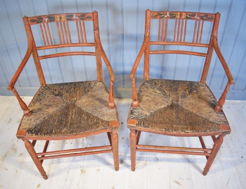 pair of painted chairs - CATEGORY: ANTIQUE CHAIRS - DATED 1800