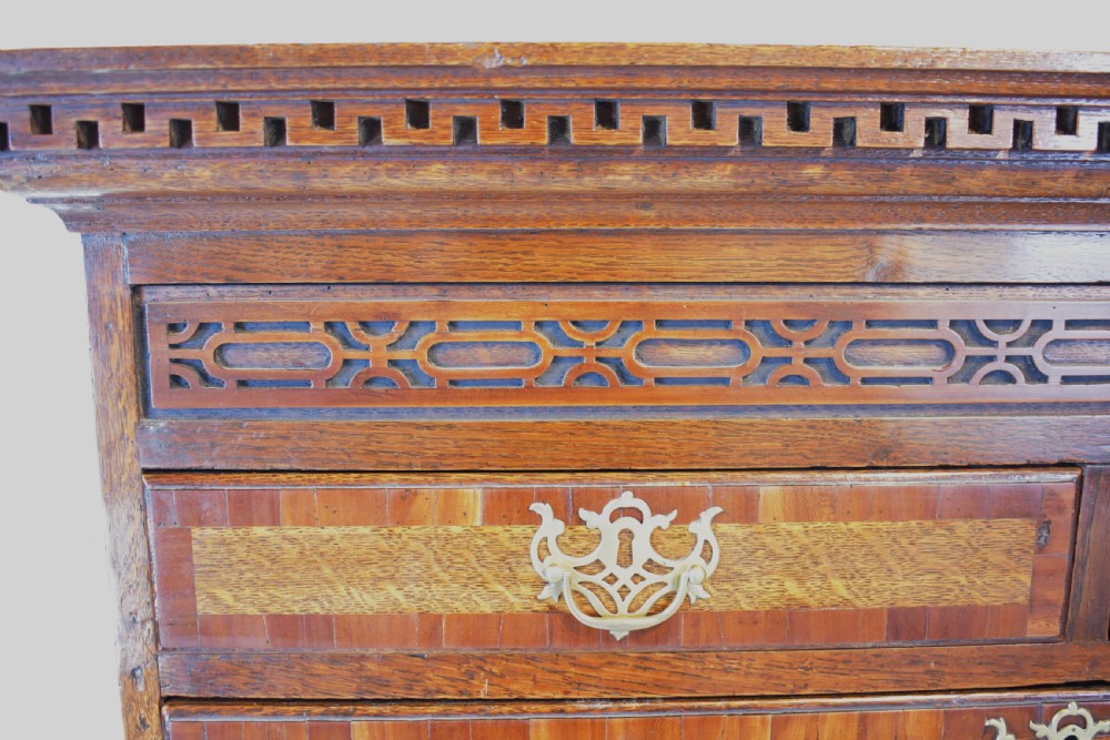 Oak and fruitwood chest on stand View V