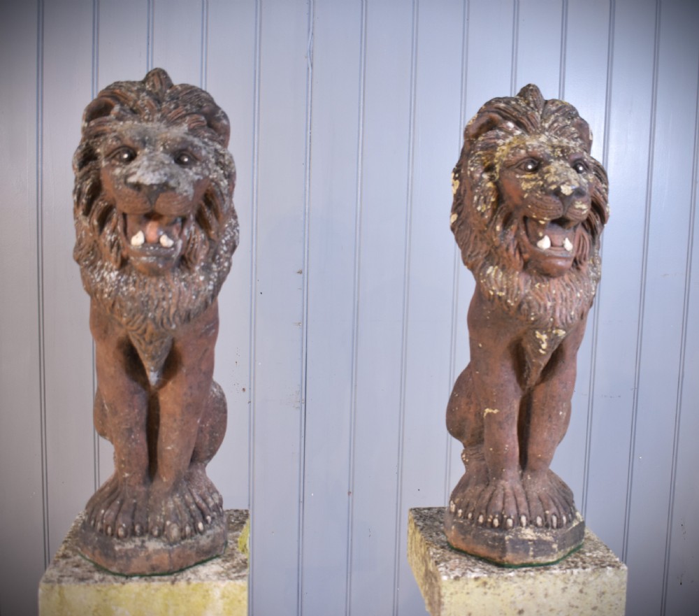 lions in reconstituted stone 