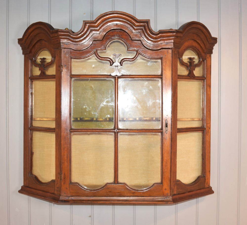 18th century walnut hanging display cupboard