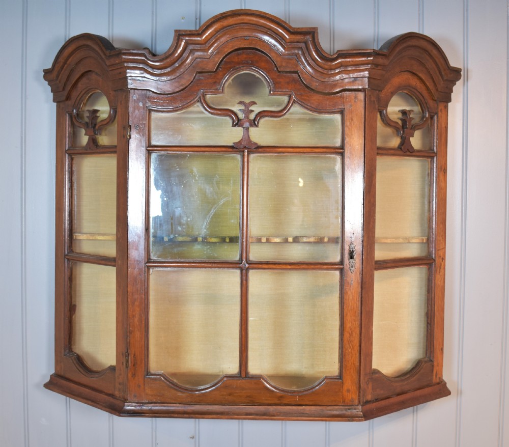 18th century walnut hanging display cupboard View II