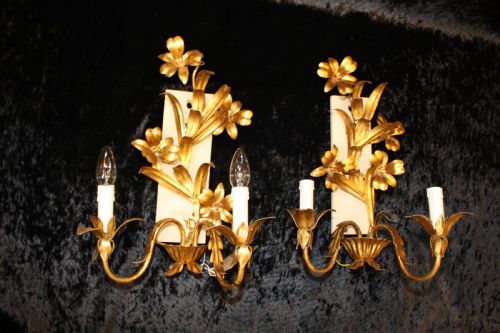 Pair Gilt Brass Italian Wall Lights