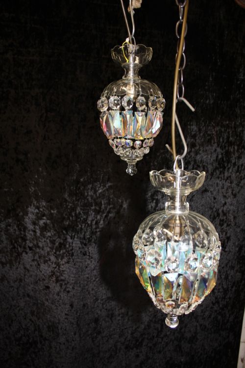 Pair of Early 20th Century Cut Glass Chandeliers