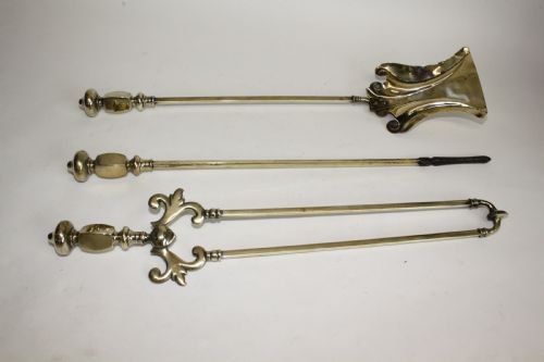 Set of Three Victorian Brass Fire Tools