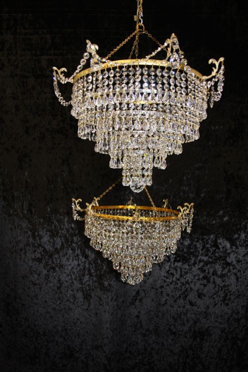 Pair of Early 20th Century Cut Glass Chandeliers