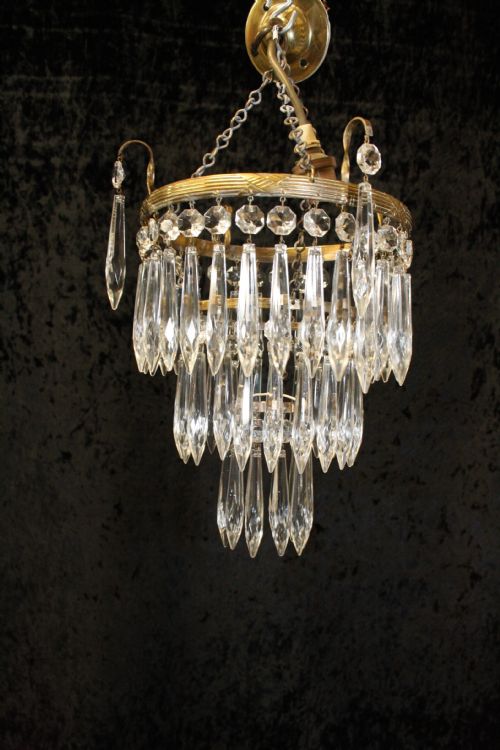 Early 20th Century Brass Frame Spike Chandelier