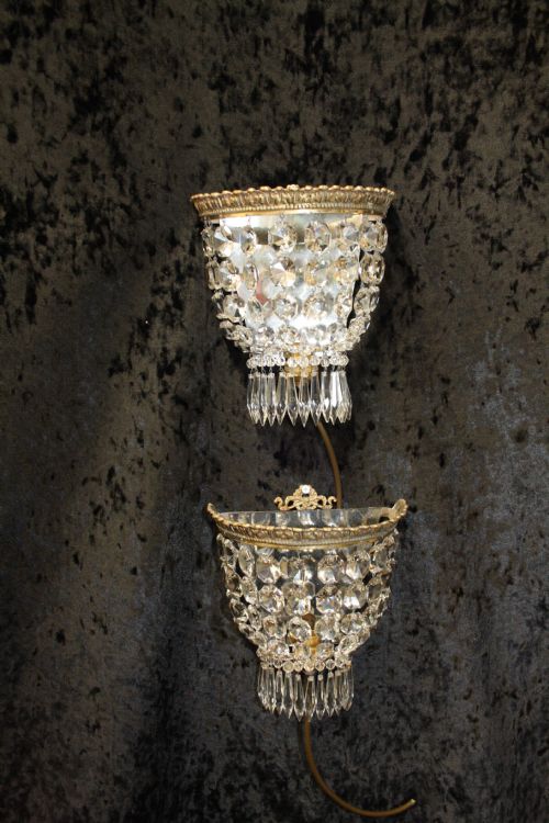 Early 20th Century Pair of Bag Wall Lights