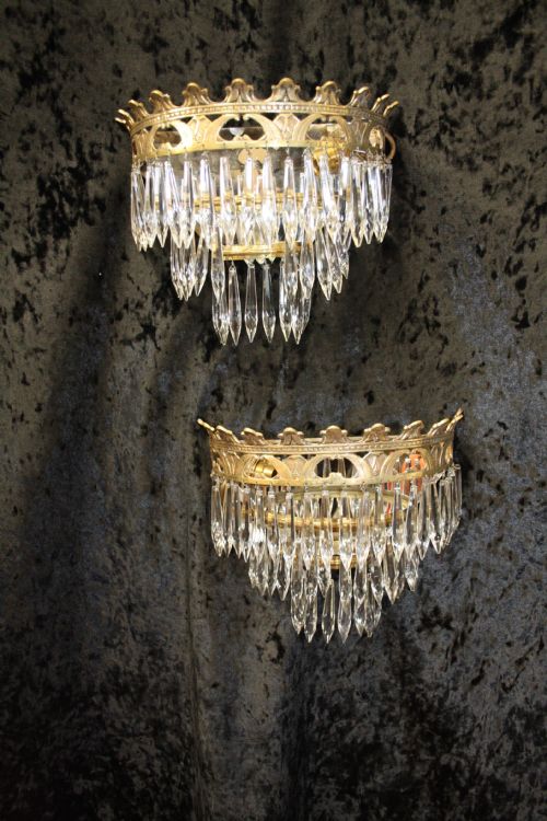 Pair of Early 20th Century Bow Fronts Wall Lights