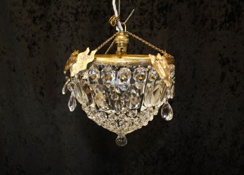 Gilt Crystal Prism Bag Chandelier