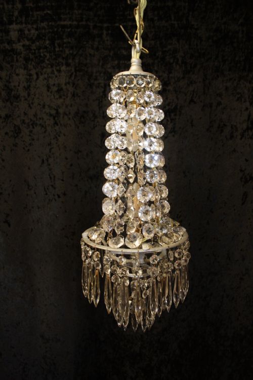 Tall Crystal Swag Chandelier with Spikes